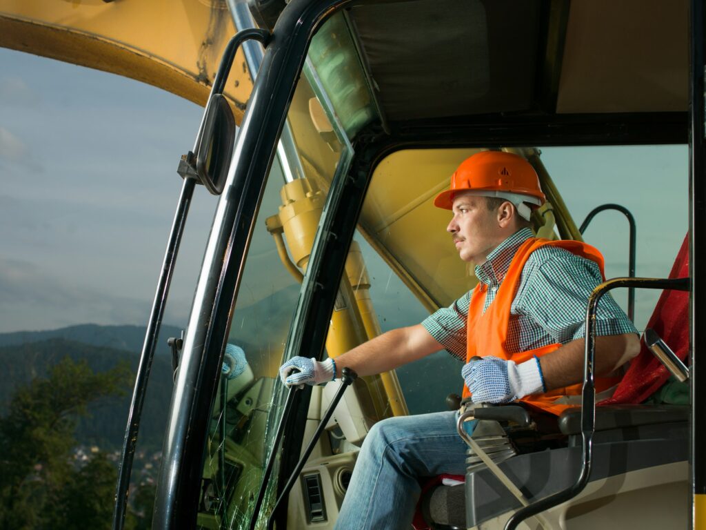 happy excavator driver